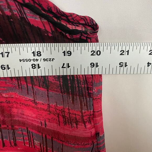 Maurices Large Sleeveless Sheer Tank Top Pink Black Abstract Boho Festival - Picture 7 of 7